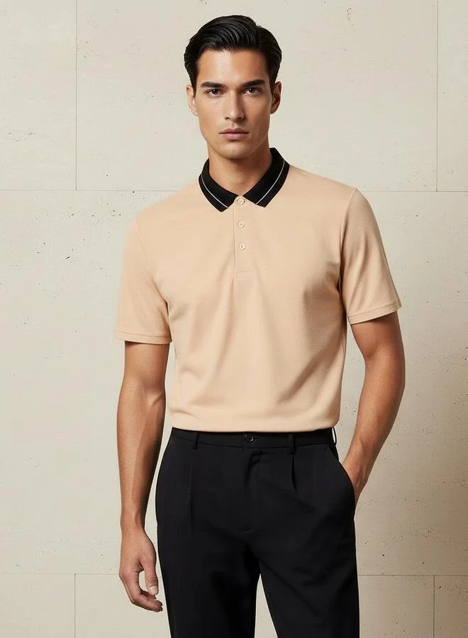 Splash FAV Men Short Sleeves Contrast Collar Polo T-shirt
